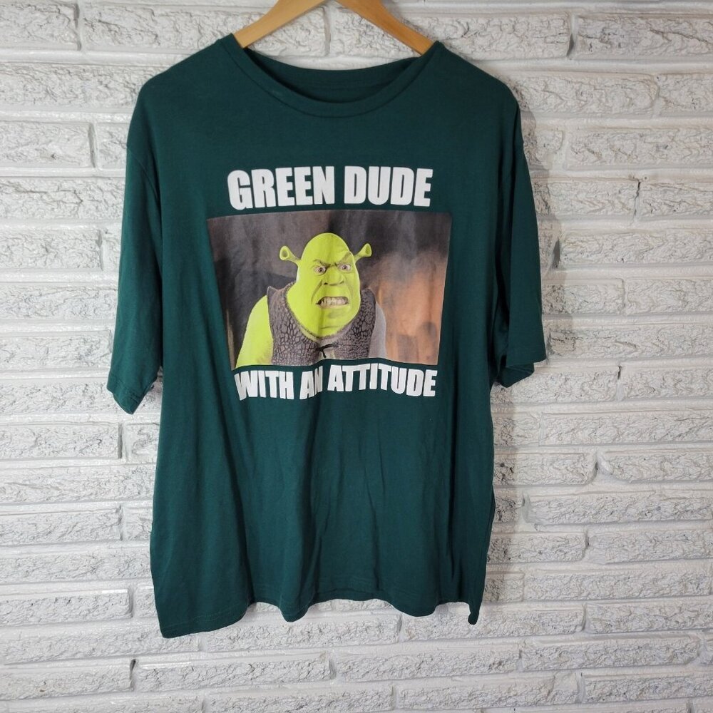 Dreamworks Shrek Men's 2XL Green Graphic T-Shirt Hybrid Apparel Tee NOV144E